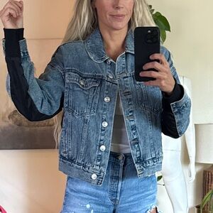 Bershka Blue Black Bomber Denim Jacket